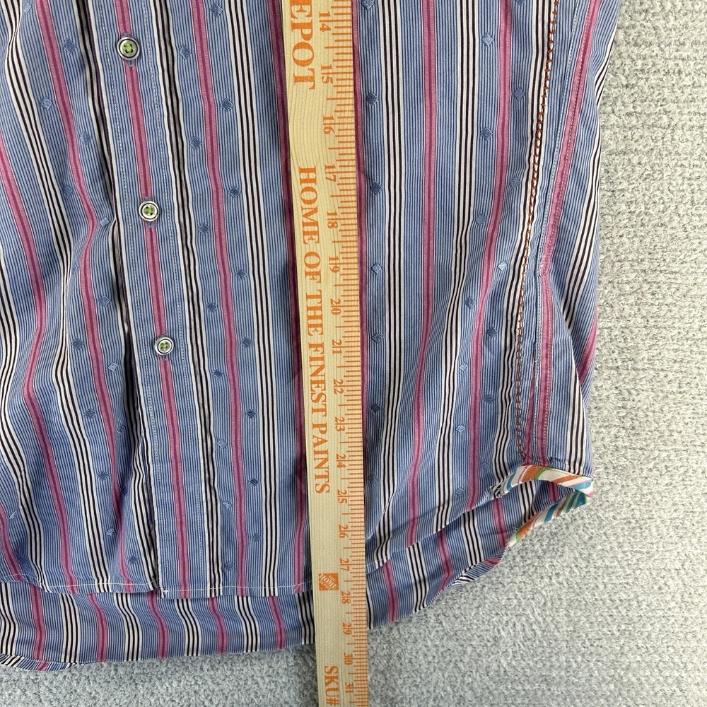 Robert Graham Jeans Button Up Shirt Mens Large Striped Embroidered Diamonds - Picture 14 of 16